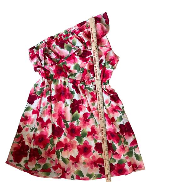 Andree by Unit Dress One Shoulder Size Large Pink Floral Romantic Wedding Event - Picture 7 of 10